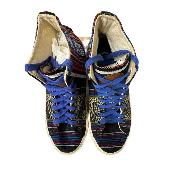 Inkkas UNISEX Textile Blanket High Top Sneakers Size W 6 M 4 Handmade In Mexico - Picture 2 of 8
